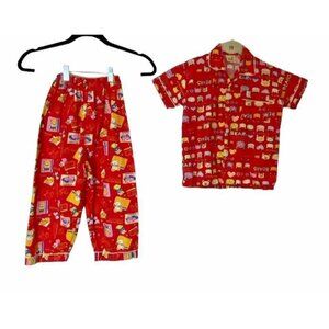 Sweet Z Pajama Set Kids 2 Pieces Red Yellow Bears Holiday Retro Cotton Size 7